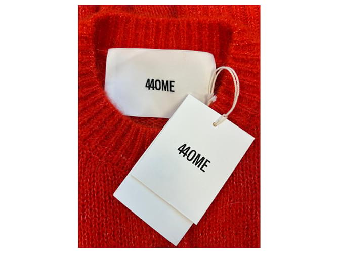 Autre Marque Roter Wollpullover mit Knöpfen 440ME - Ansicht 5
