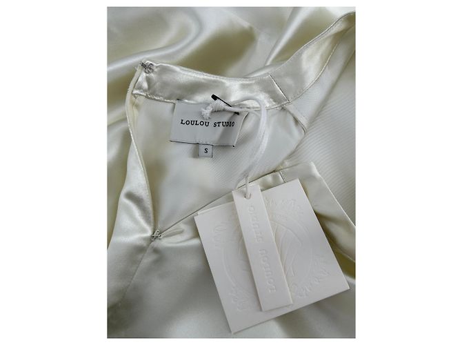Autre Marque Robe maxi en soie Tuga beige LOULOU STUDIO - vue 5