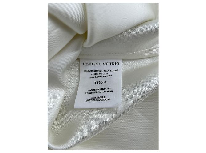 Autre Marque Robe maxi en soie Tuga beige LOULOU STUDIO - vue 6