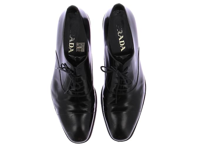 Derby Prada in pelle nera Nero - vista 6