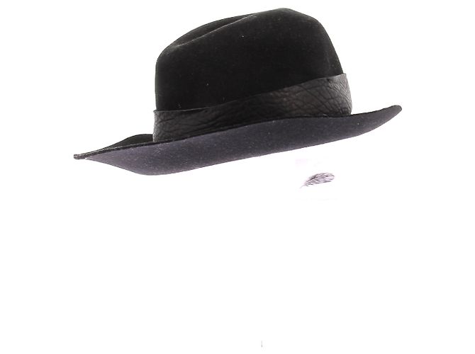 Autre Marque Cappello in lana e pelle Nero - vista 5