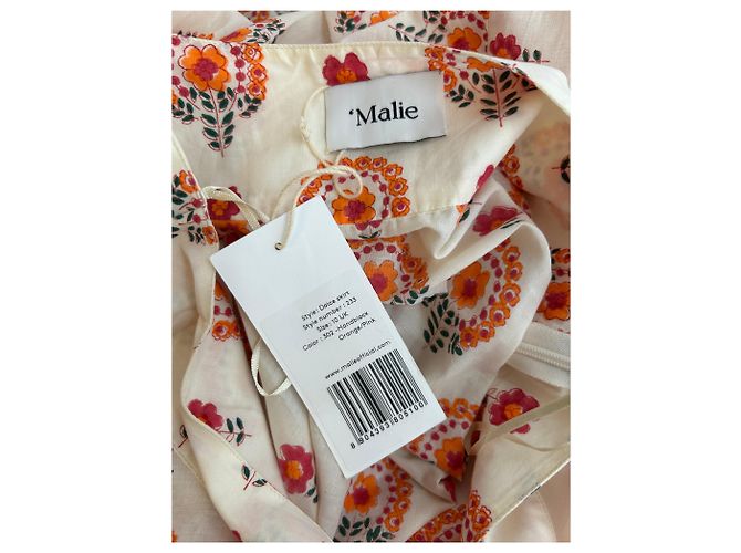 Autre Marque Falda larga estampada MALIE beige de algodón - vista 5