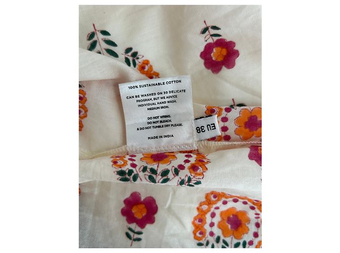 Autre Marque Falda larga estampada MALIE beige de algodón - vista 6