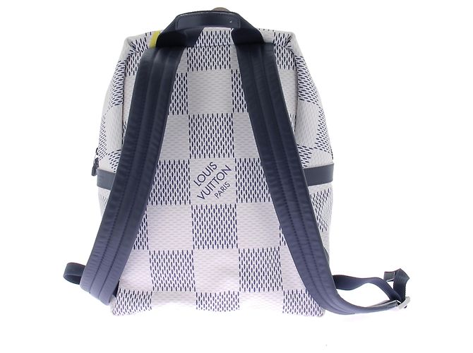 Louis Vuitton Zaino bianco e blu a scacchi Blu navy - vista 2