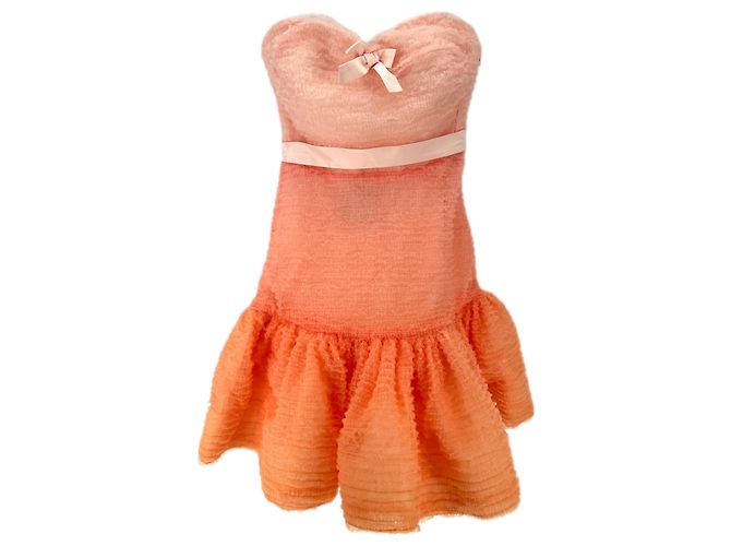 Viktor & Rolf Trägerloses Chiffonkleid in Orange - Ansicht 2