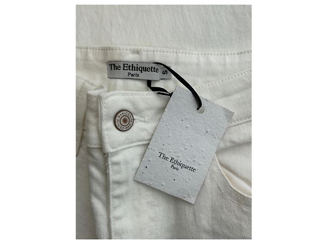 Autre Marque Jeans blancos con bordado The Etiquette - vista 3