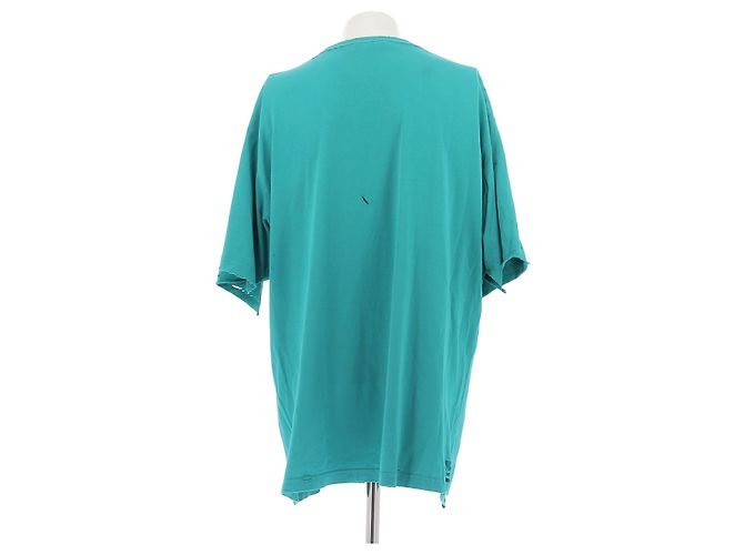 Camiseta Balenciaga com logo turquesa de algodão - vista 2