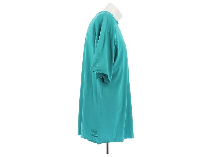 Camiseta Balenciaga com logo turquesa de algodão - vista 3
