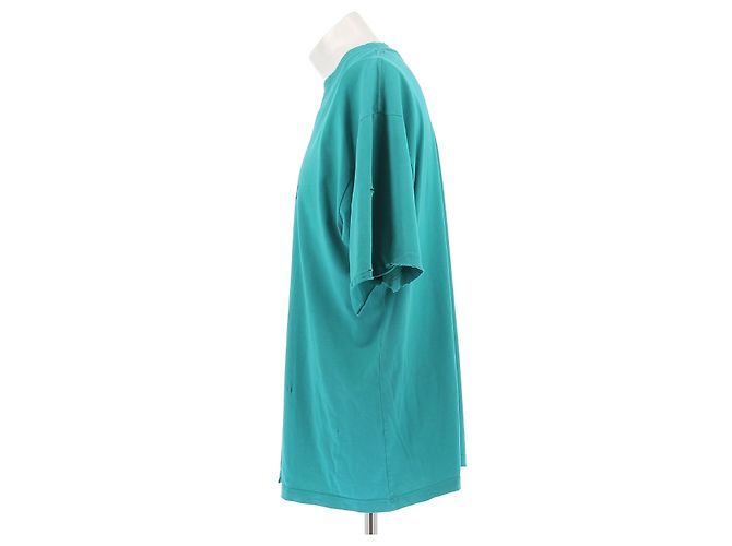 Camiseta Balenciaga com logo turquesa de algodão - vista 4