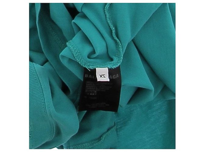 Camiseta Balenciaga com logo turquesa de algodão - vista 6