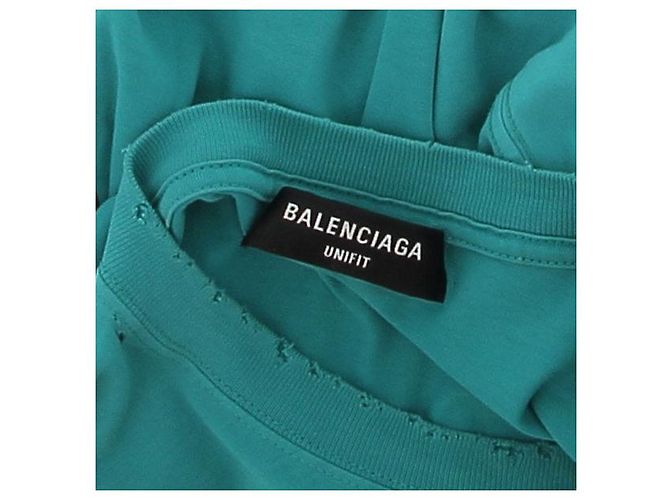 Camiseta Balenciaga com logo turquesa de algodão - vista 7