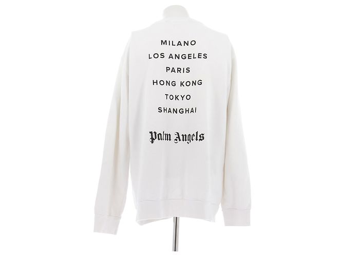Palm Angels Weißer Baumwollpullover mit Logo - Ansicht 2