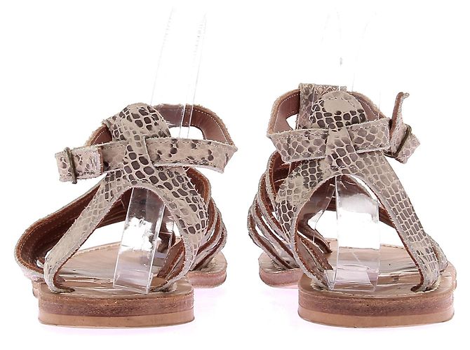 Autre Marque KJACQUES Python Print Leather Sandals Grey - view 5