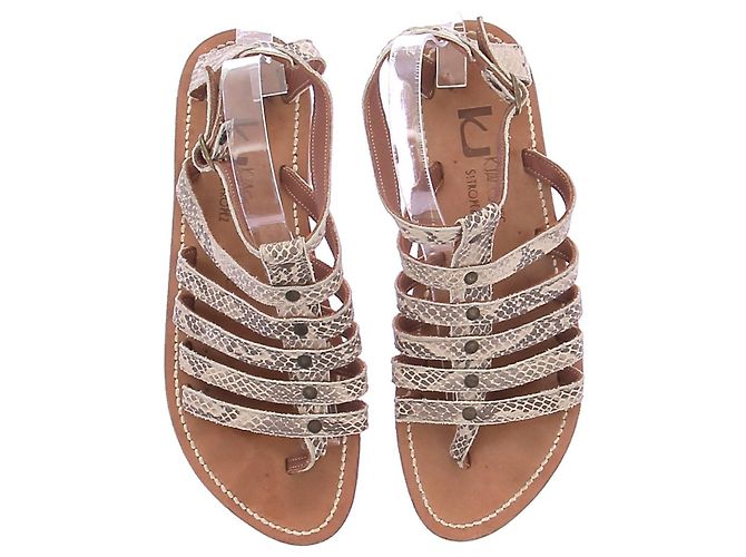 Autre Marque KJACQUES Python Print Leather Sandals Grey - view 6