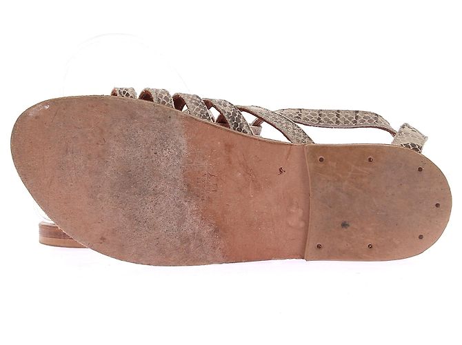 Autre Marque KJACQUES Python Print Leather Sandals Grey - view 7