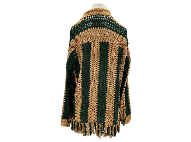Autre Marque BAZISZT Häkel-Cardigan Grün und Beige - Ansicht 2