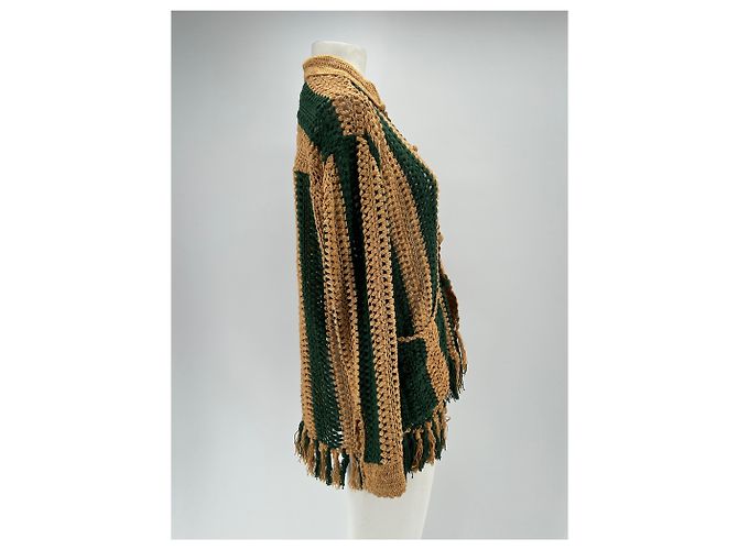Autre Marque BAZISZT Häkel-Cardigan Grün und Beige - Ansicht 3