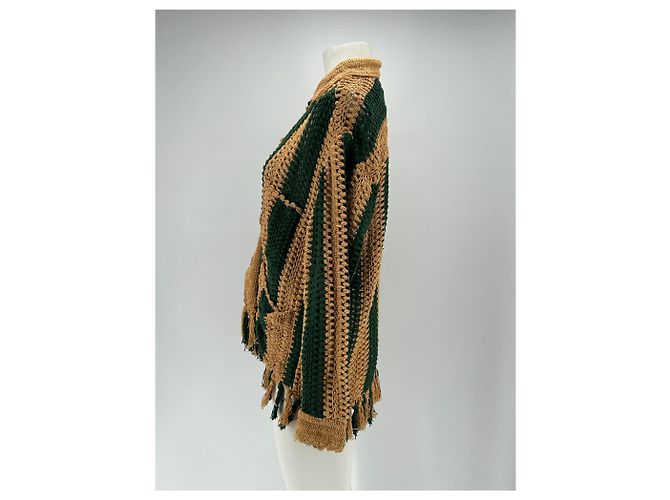 Autre Marque BAZISZT Häkel-Cardigan Grün und Beige - Ansicht 4