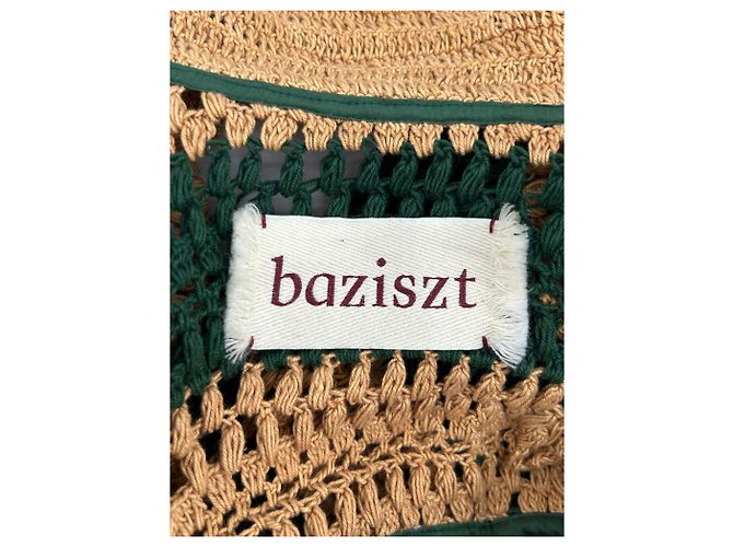 Autre Marque BAZISZT Häkel-Cardigan Grün und Beige - Ansicht 5