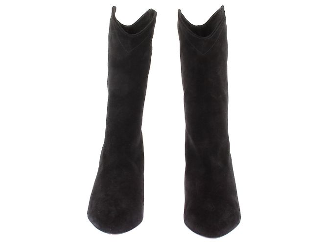 Stivali con tacco Ba&Sh in suede e pelle nera 36 Nero - vista 4