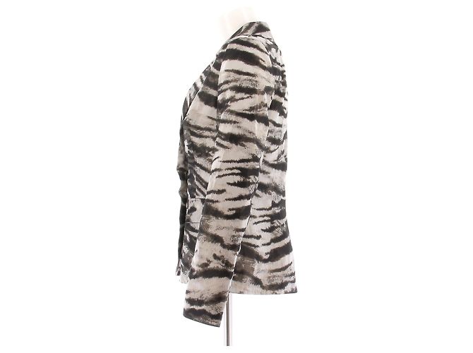 Lanvin Zebra Print Seidenjacke Grau - Ansicht 4