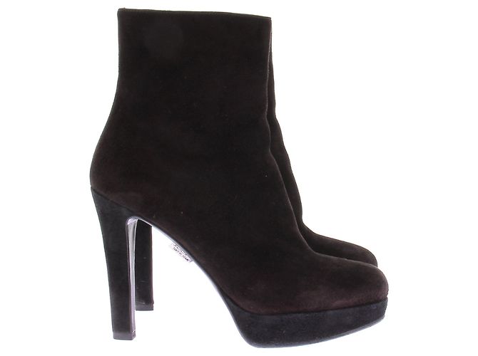 Autre Marque Botines de tacón de ante Negro - vista 2