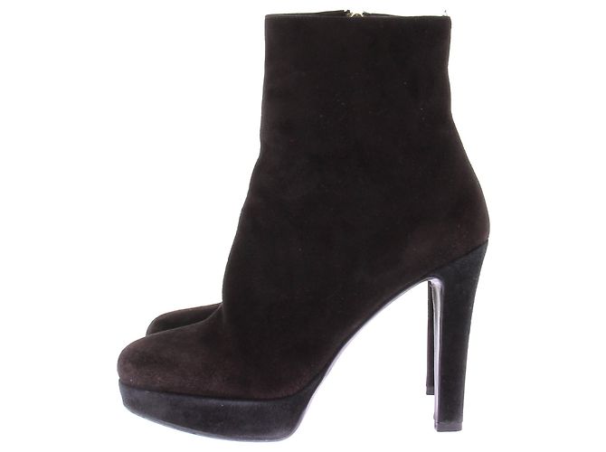 Autre Marque Botines de tacón de ante Negro - vista 3