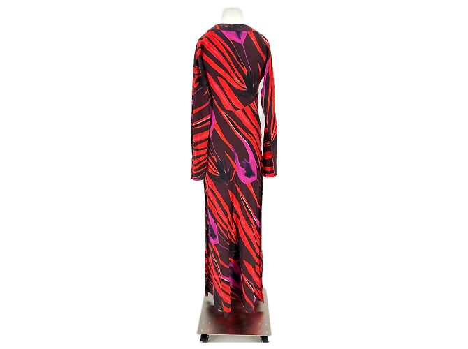 Autre Marque Abito maxi stampato LOUISA BALLOU in misto seta nero e rosso - vista 2