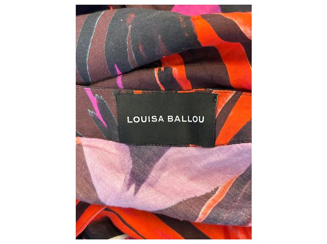 Autre Marque Abito maxi stampato LOUISA BALLOU in misto seta nero e rosso - vista 5