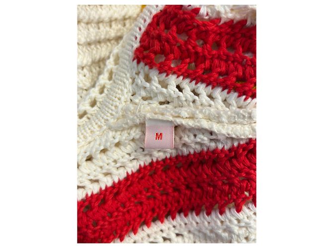 Autre Marque LA DOUBLE J Häkel-Cardigan weiß und rot - Ansicht 7