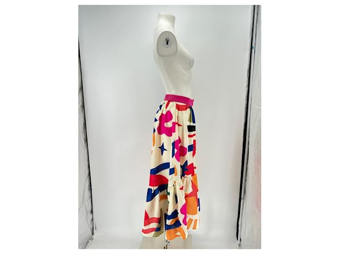 Gonna lunga stampata multicolore Eres in cotone - vista 3