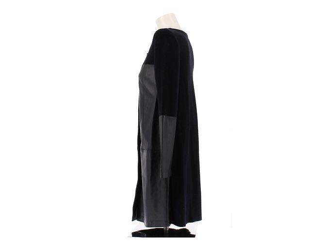 Christian Dior Mantel aus Leder und Baumwolle Schwarz - Ansicht 4