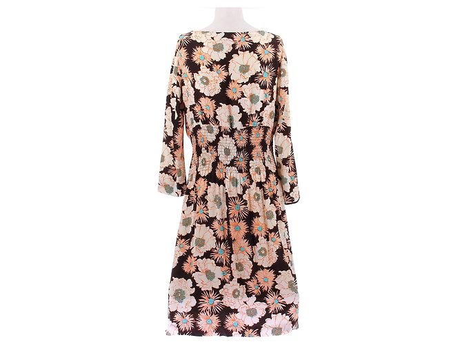 Abito midi stampato multicolore Prada marrone viscosa - vista 2