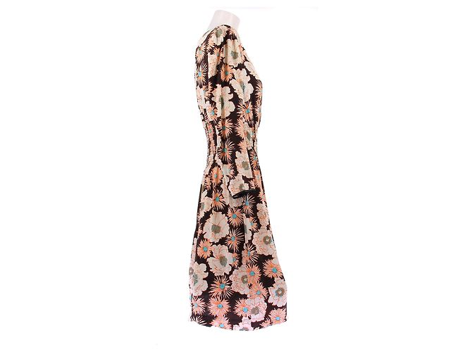 Abito midi stampato multicolore Prada marrone viscosa - vista 3