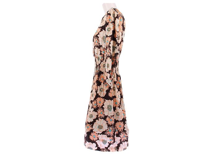 Abito midi stampato multicolore Prada marrone viscosa - vista 4