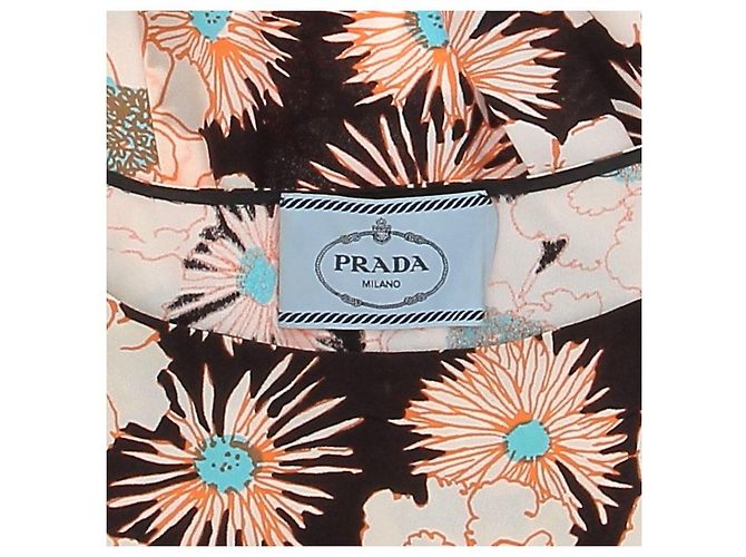 Abito midi stampato multicolore Prada marrone viscosa - vista 5