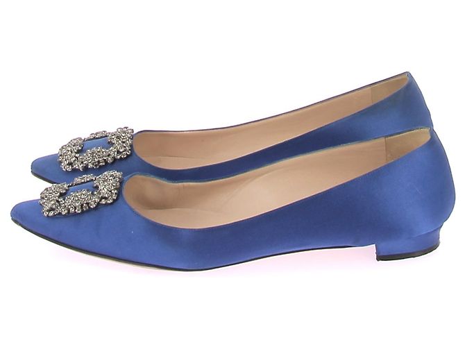 Manolo Blahnik Bailarinas de ante azul "Hangisi" - vista 2