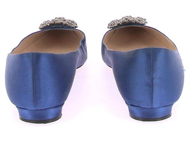 Manolo Blahnik Bailarinas de ante azul "Hangisi" - vista 4