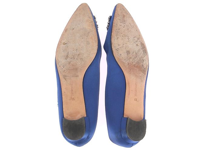 Manolo Blahnik Bailarinas de ante azul "Hangisi" - vista 7