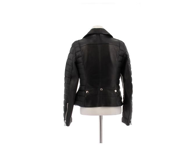 Moncler Black Leather Down Jacket - view 2