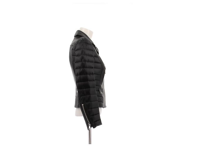 Moncler Black Leather Down Jacket - view 3