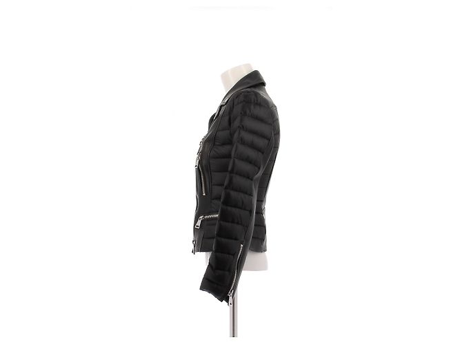 Moncler Black Leather Down Jacket - view 4