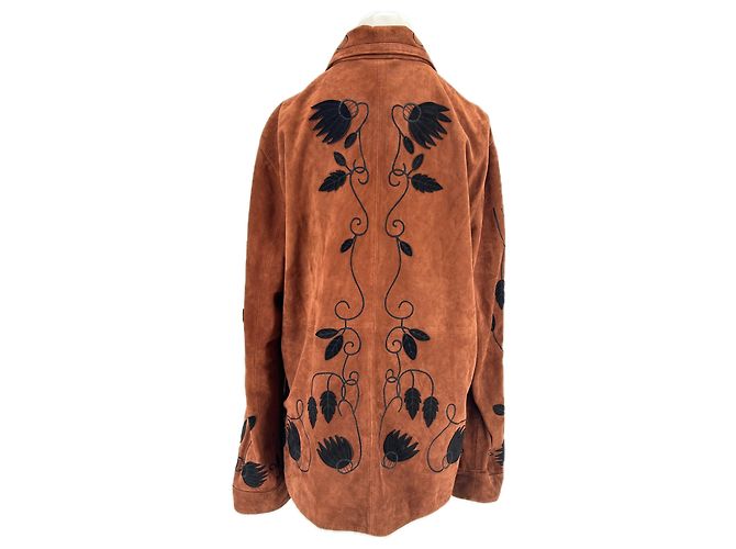 Autre Marque Giacca in camoscio marrone con ricamo BAZISZT - vista 2