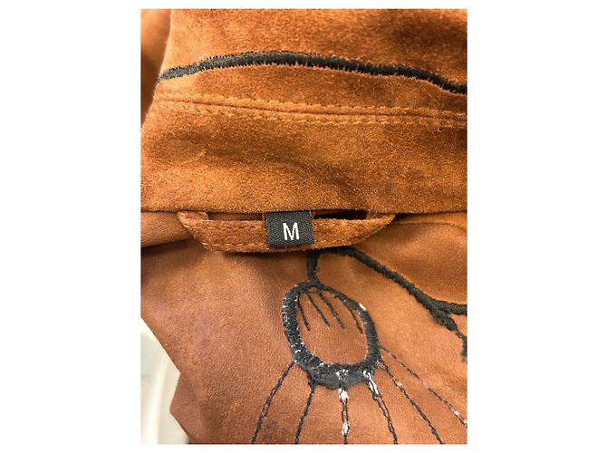 Autre Marque Giacca in camoscio marrone con ricamo BAZISZT - vista 6
