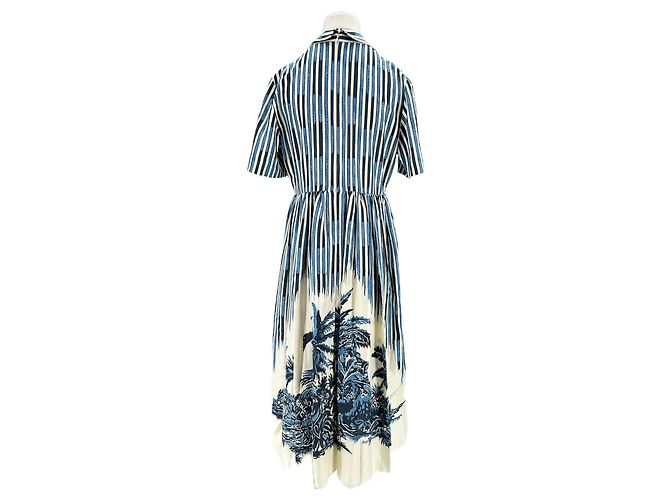 Vestido maxi de seda Christian Dior azul con estampado - vista 2