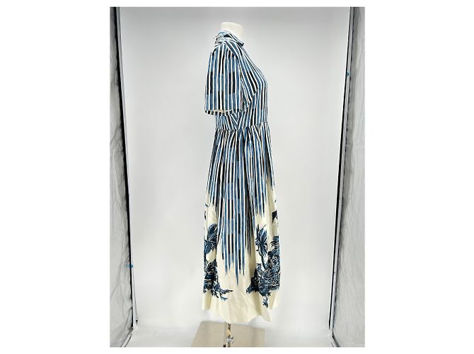 Vestido maxi de seda Christian Dior azul con estampado - vista 3