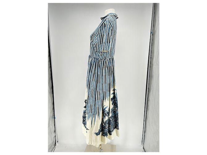 Vestido maxi de seda Christian Dior azul con estampado - vista 4