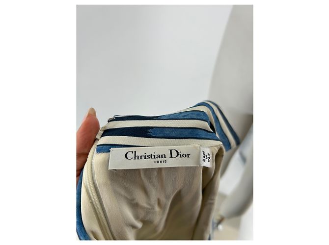 Vestido maxi de seda Christian Dior azul con estampado - vista 5