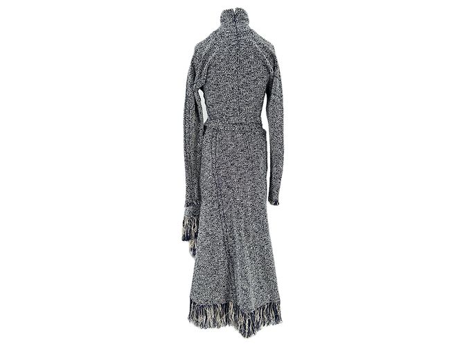Vestido maxi de algodón azul y blanco Paco Rabanne - vista 2