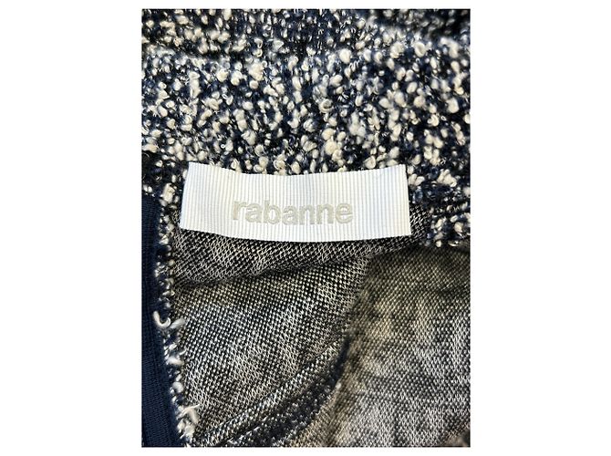 Vestido maxi de algodón azul y blanco Paco Rabanne - vista 5